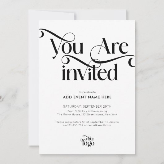 Invitation Modern Script Elegant & Chic Business Event Gala (Devant)