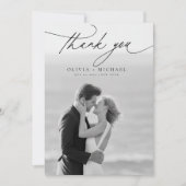 Invitation Modern Script Elegant Photo Wedding Thank You Card (Devant)