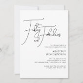 Invitation Modern Script Fifty and Fabulous 50th Birthday (Devant)