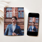 Invitation Modern Script Graduate 2 Photo Graduate Party