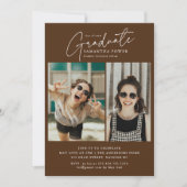 Invitation Modern Script Graduate 2 Photos Graduation Party (Devant)