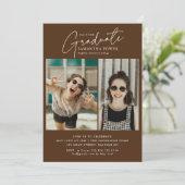 Invitation Modern Script Graduate 2 Photos Graduation Party (Debout devant)