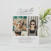 Invitation Modern Script Graduate 2 Photos Graduation Party (Debout devant)