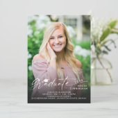 Invitation Modern Script Graduate 5 Photo Graduation (Debout devant)