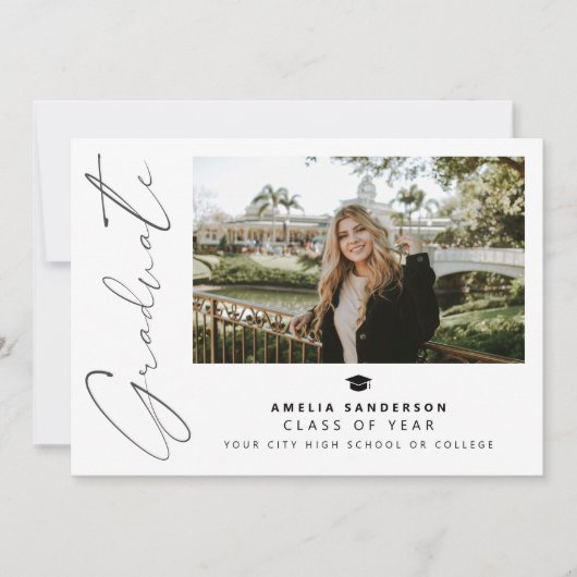 Invitation Modern script graduate photo collage graduation (Devant)