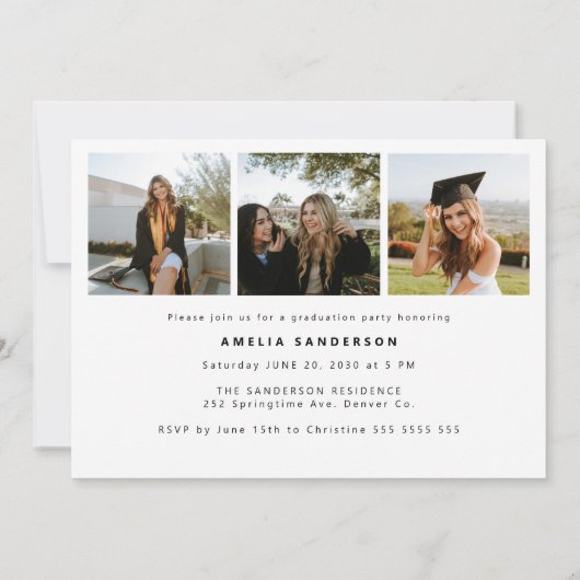 Invitation Modern script graduate photo collage graduation (Dos)