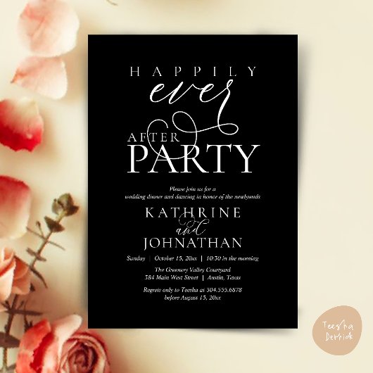 Invitation Modern Script Happily Ever After Party Elopement