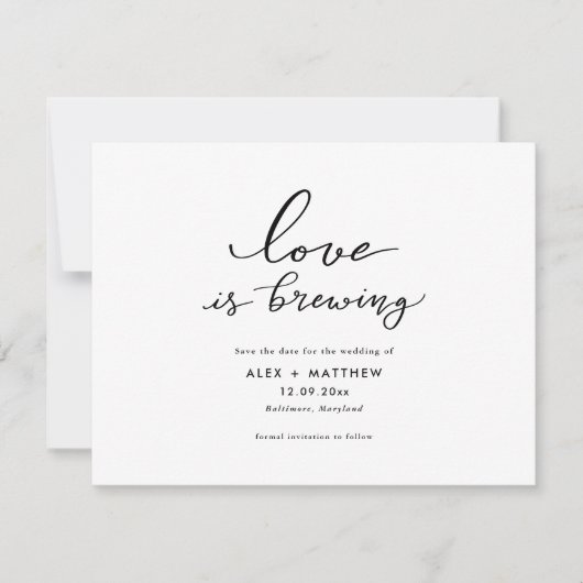 Invitation Modern Script Love est en train de brasser Enregis (Devant)