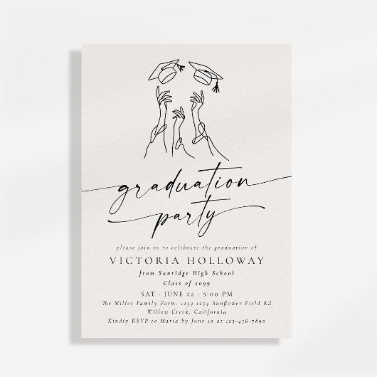Invitation Modern Script Non Photo Graduation Party 