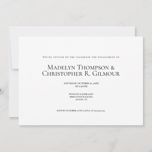 Invitation Modern Script Photo Chic Mariage Engagement Party (Dos)