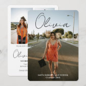 Invitation Modern Script Photo Collage Graduation Party (Devant / Derrière)