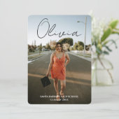 Invitation Modern Script Photo Collage Graduation Party (Debout devant)