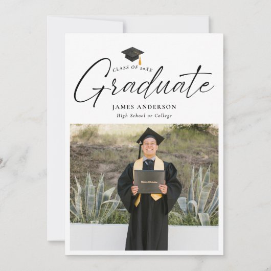 Invitation Modern Script Photo Graduation Party (Dos)