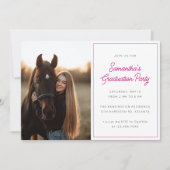 Invitation Modern Script Photo Hot Pink Graduation Party (Devant)