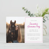 Invitation Modern Script Photo Hot Pink Graduation Party (Debout devant)