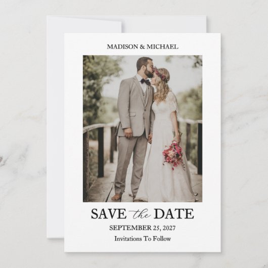 Invitation Modern Script Photo Wedding Save The Date (Devant)