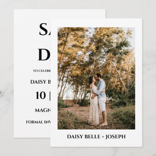 Invitation Modern Script Photo Wedding Save The Date (Devant / Derrière)