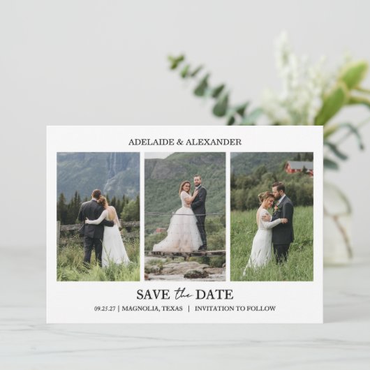 Invitation Modern Script Photo Wedding Save The Date (Debout devant)