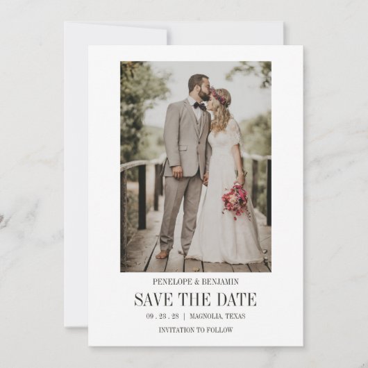 Invitation Modern Script Photo Wedding Save The Date (Devant)