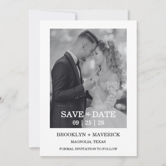 Invitation Modern Script Photo Wedding Save The Date (Devant)