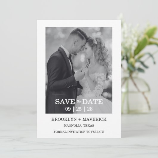 Invitation Modern Script Photo Wedding Save The Date (Debout devant)