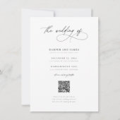 Invitation Modern Script QR Code Boho Minimalist Wedding (Dos)