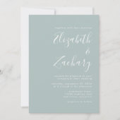 Invitation Modern Script Sea Glass Green QR Code Wedding (Devant)