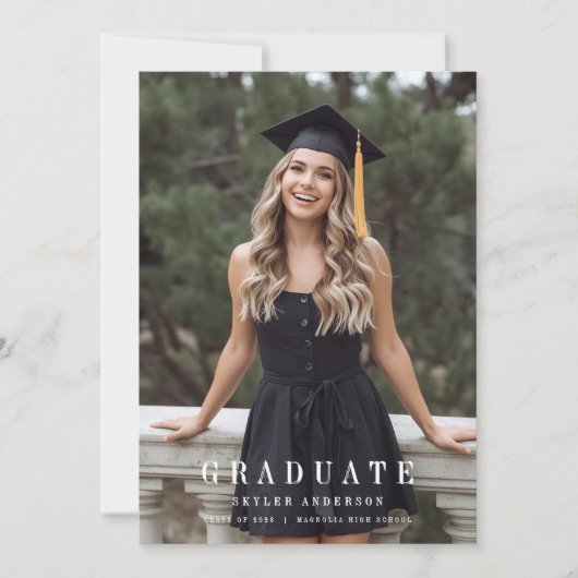 Invitation Modern Script Senior Photo Graduation (Devant)