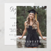Invitation Modern Script Senior Photo Graduation (Devant / Derrière)