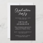 Invitation Modern Script Senior Photo Graduation Black Reel (Dos)