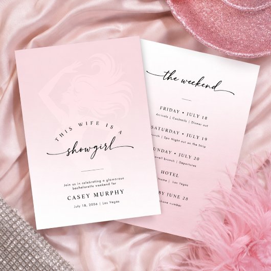 Invitation Modern Script Showgirl Blush Bachelorette Weekend
