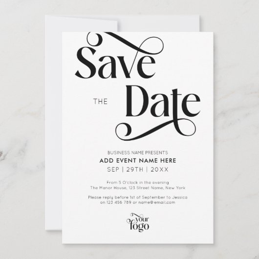 Invitation Modern Script Simple Business Event Enregistrer La (Devant)