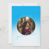 Invitation Modern Script Sky Blue Ombre Photo Graduation (Dos)