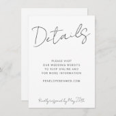 Invitation Modern Script White Mariage Détails du site Web QR (Devant / Derrière)