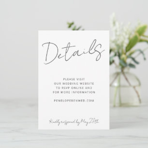 Invitation Modern Script White Mariage Détails du site Web QR