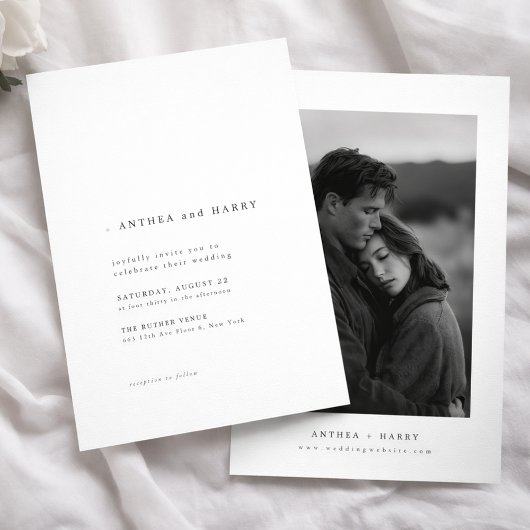 Invitation Modern Serif Typography Black and White Wedding