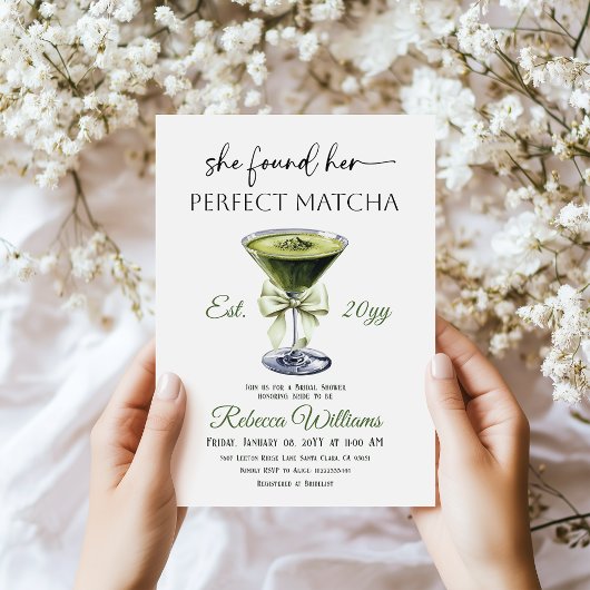 Invitation Modern She Found Her Perfect Matcha Bridal Shower