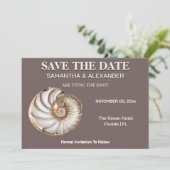 Invitation Modern Shell Save the Date Wedding Card (Debout devant)