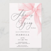 Invitation Modern She's Tying The Knot Pink Bow Bridal Shower (Devant)