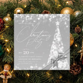 Invitation MODERN Silver Winter Christmas Tree Bow Party
