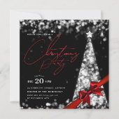 Invitation MODERN Silver Winter Christmas Tree Bow Party  (Devant)