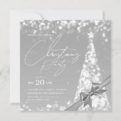 Invitation MODERN Silver Winter Christmas Tree Bow Party (Devant)