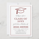 Invitation Modern Simple 2023 Graduation Photo Bourgogne (Devant)