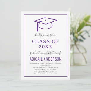 Invitation Modern Simple 2023 Graduation Photo Purple