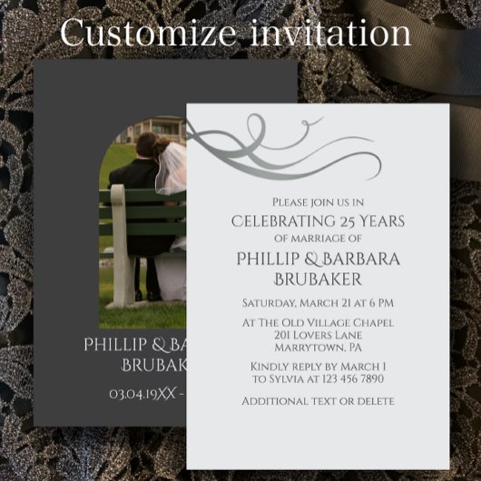 Invitation Modern Simple 25th Wedding Anniversary Arch Photo 