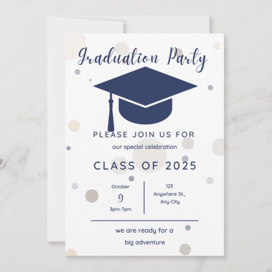 Invitation Modern Simple 2 Photo bleu Parti de graduation (Devant)