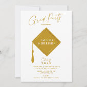 Invitation Modern Simple 2 Photo Gold Graduation Party (Devant)