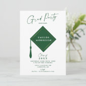Invitation Modern Simple 2 Photo Green Graduation Party (Debout devant)