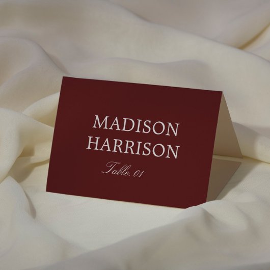 Invitation Modern Simple Burgundy Wedding Place Card DIY