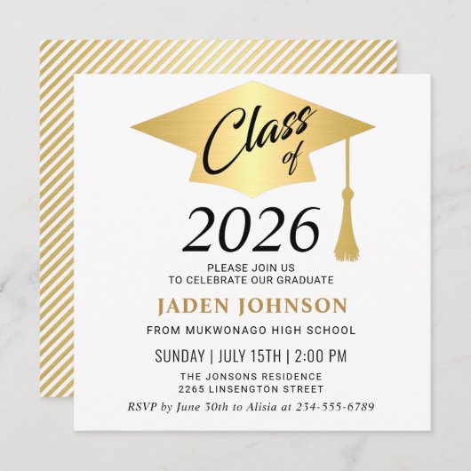 Invitation Modern Simple Class of 2025 Graduation Party (Devant / Derrière)